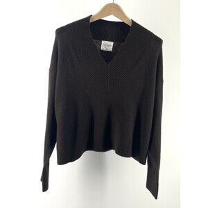 SOHO & STELLA Women’s Cropped Knit Sweater Small Brown Ribbed Hem Cozy Knit